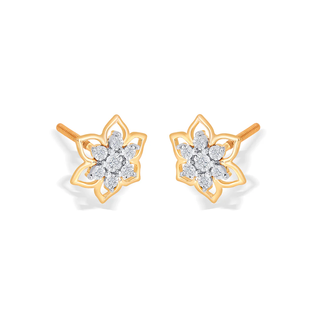 Diverse Yellow Gold & Diamond Stud Earring - Image 3