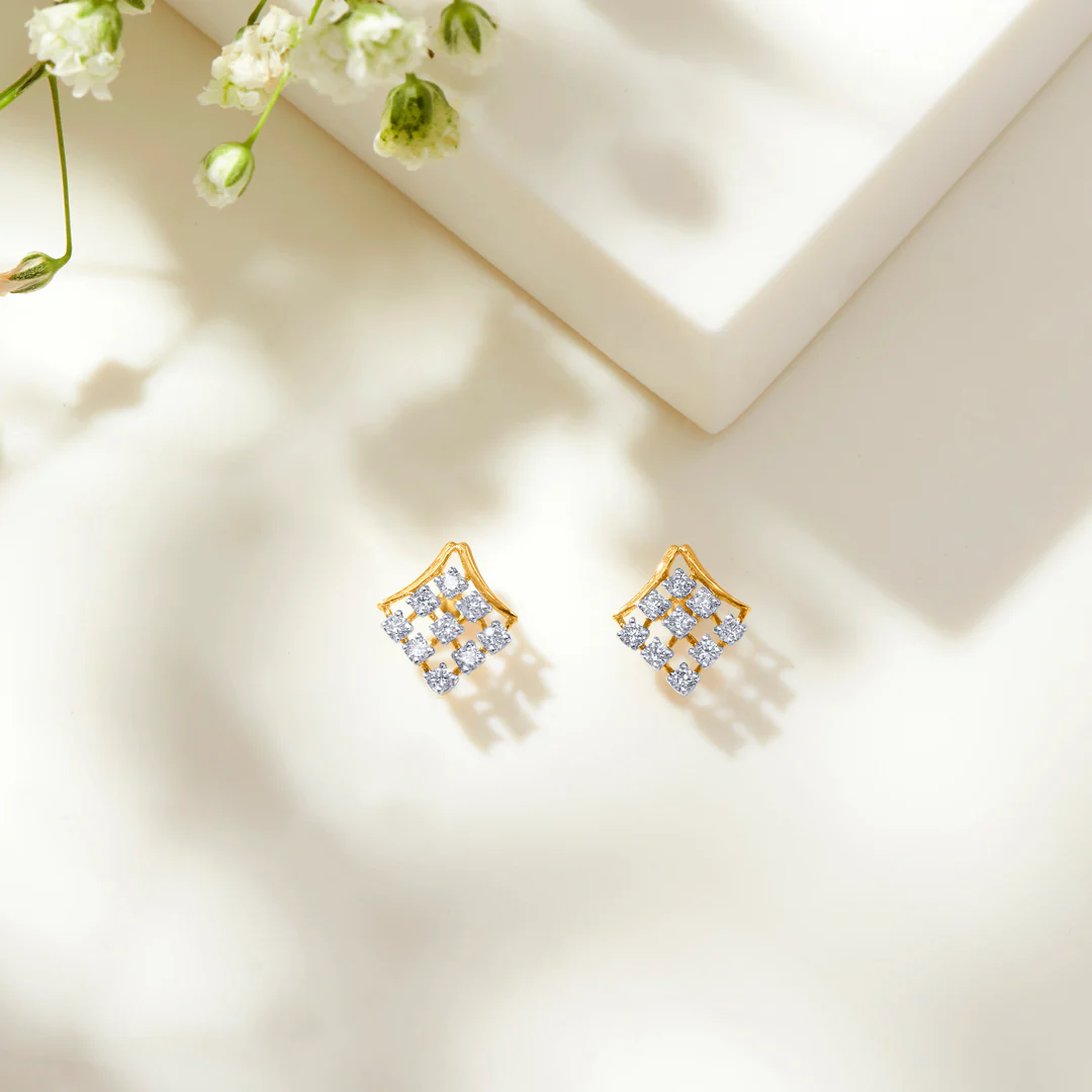 Divine Luster Gold Stud Earring For Women