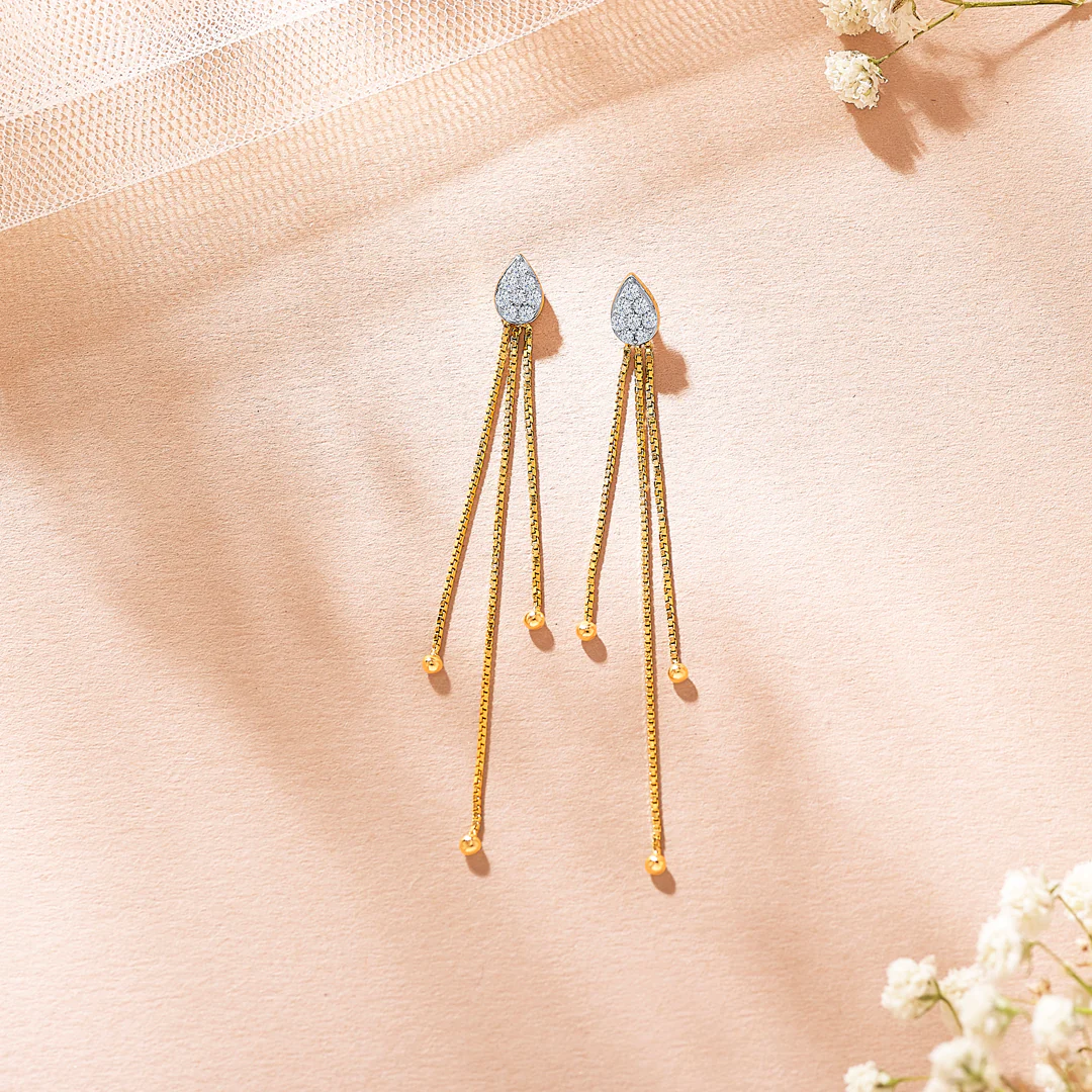 Drop Yellow Gold & Diamond Drops & Dangler Earring