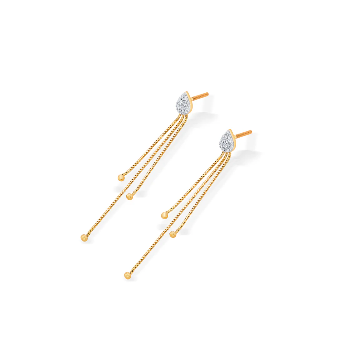 Drop Yellow Gold & Diamond Drops & Dangler Earring - Image 3
