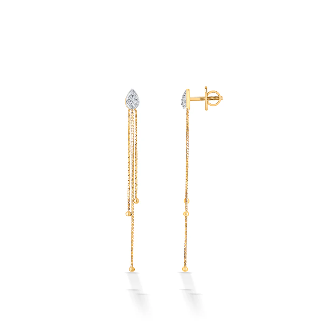 Drop Yellow Gold & Diamond Drops & Dangler Earring - Image 4