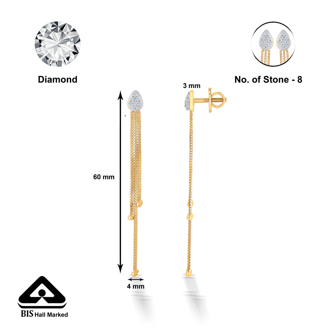 Drop Yellow Gold & Diamond Drops & Dangler Earring - Image 5