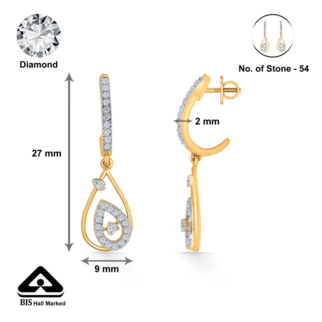 Droplet Gold & Diamond Hoops & Huggies Earring For Women - Image 5