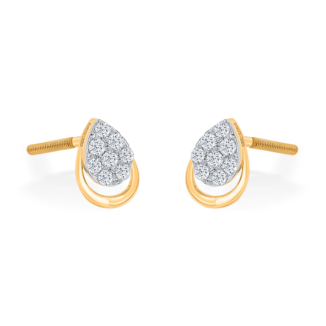Droplet Gold & Diamond Stud Earring For Women - Image 4