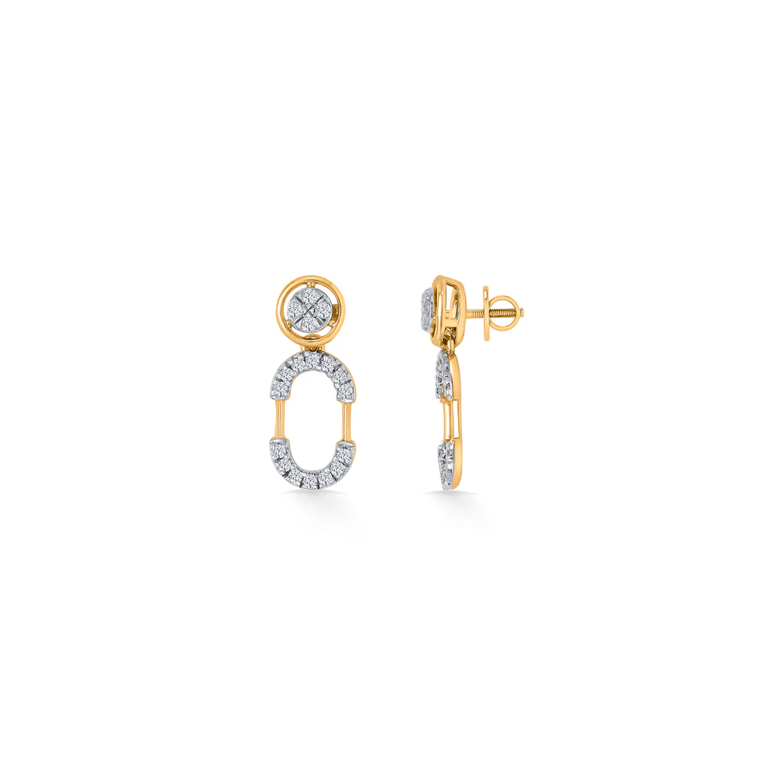 Ecliptica Loop Gold & Diamond Drops & Dangler Earring - Image 2