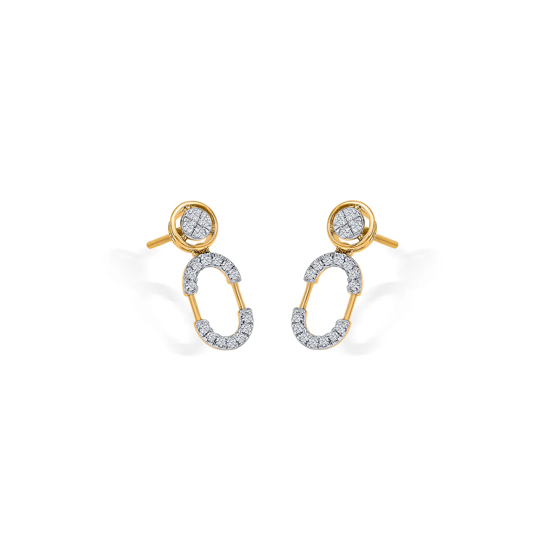 Ecliptica Loop Gold & Diamond Drops & Dangler Earring - Image 3