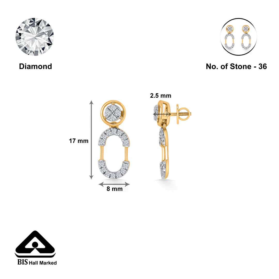 Ecliptica Loop Gold & Diamond Drops & Dangler Earring - Image 4