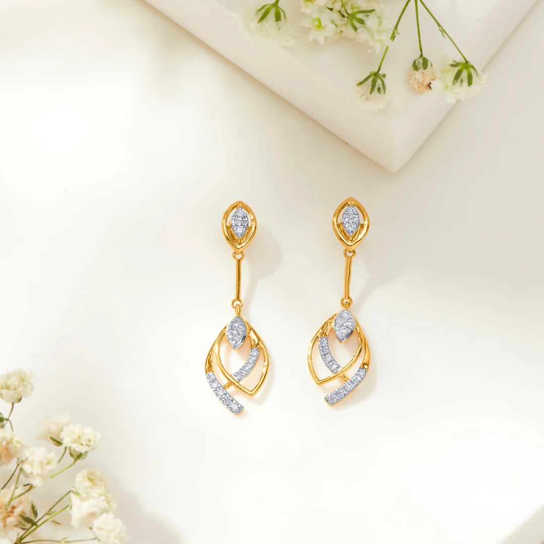 Elegant Descent Gold Dangler Earring For Women