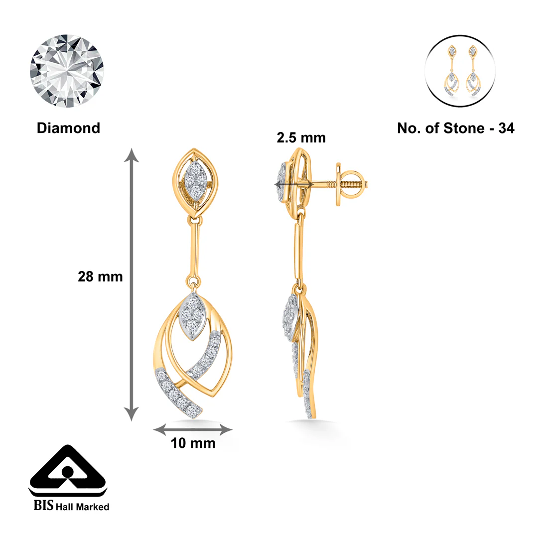 Elegant Descent Gold Dangler Earring For Women - Image 5