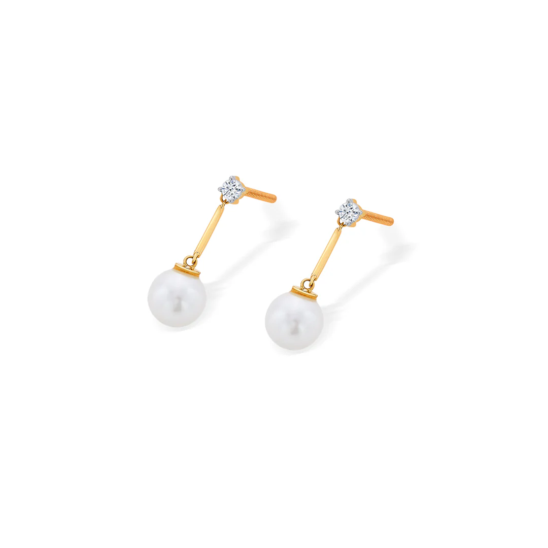 Elegant Yellow Gold & Diamond Drops & Dangler Earring - Image 3
