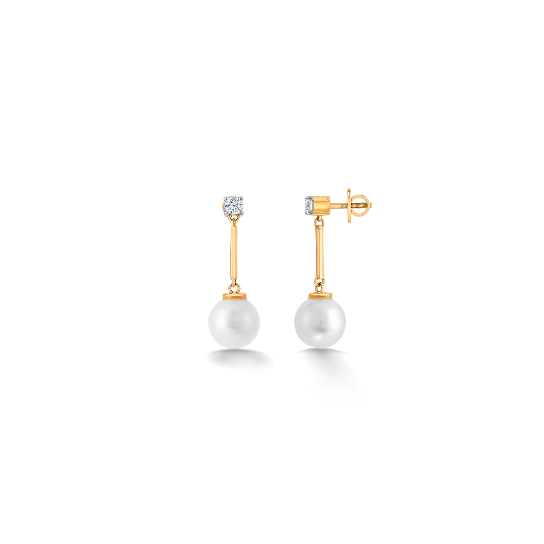Elegant Yellow Gold & Diamond Drops & Dangler Earring - Image 4