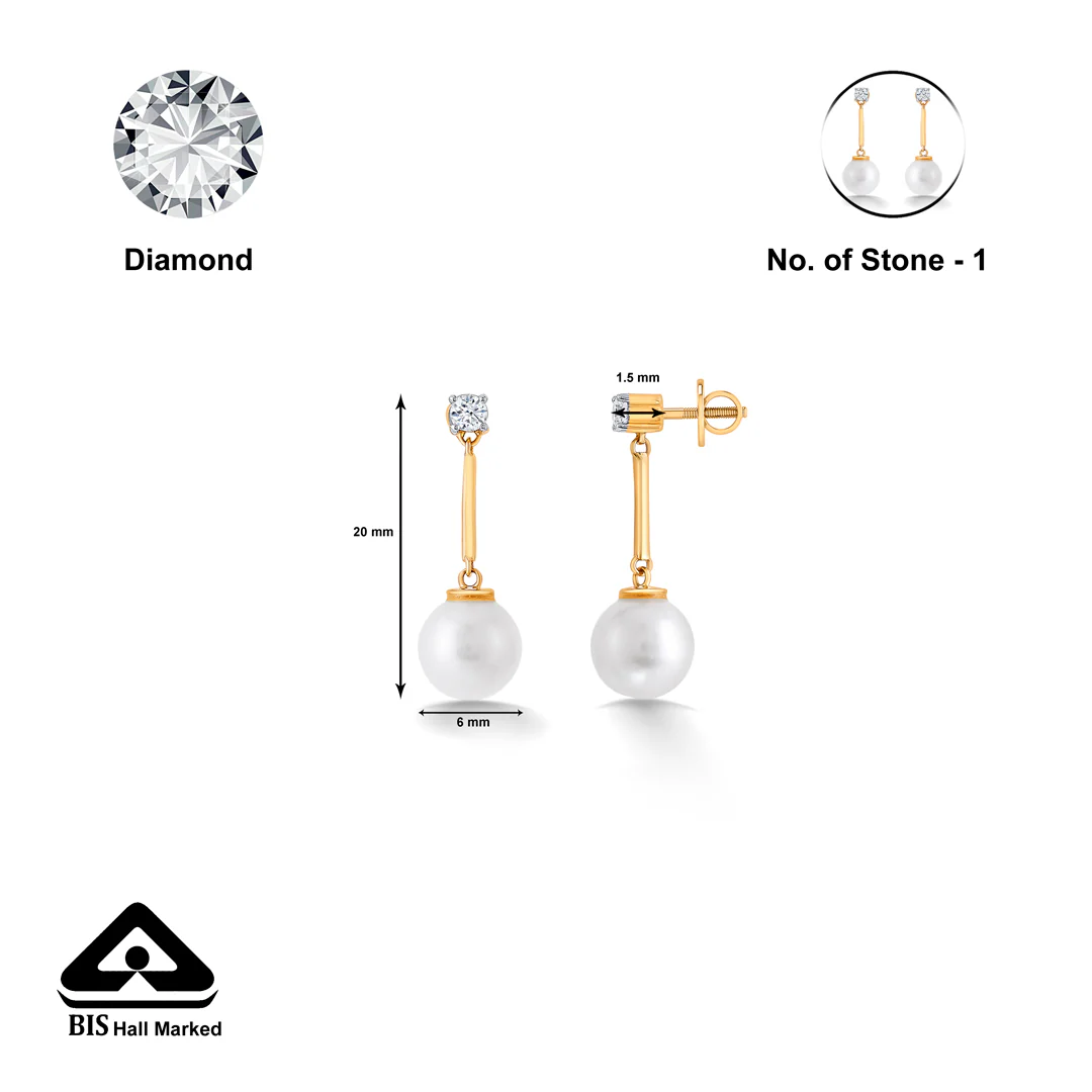 Elegant Yellow Gold & Diamond Drops & Dangler Earring - Image 5