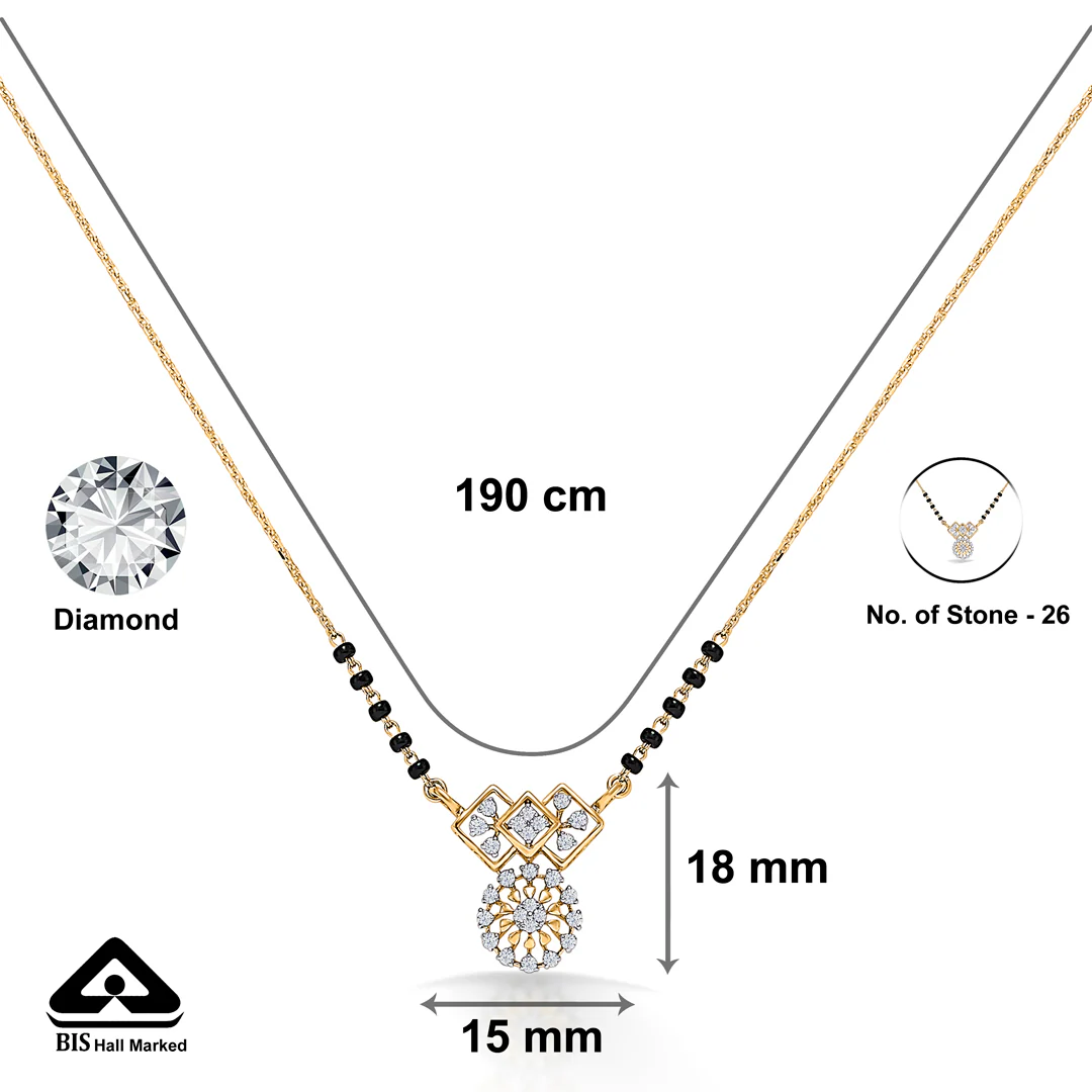Elivra Spark Gold & Diamond Modern Mangalsutra - Image 4