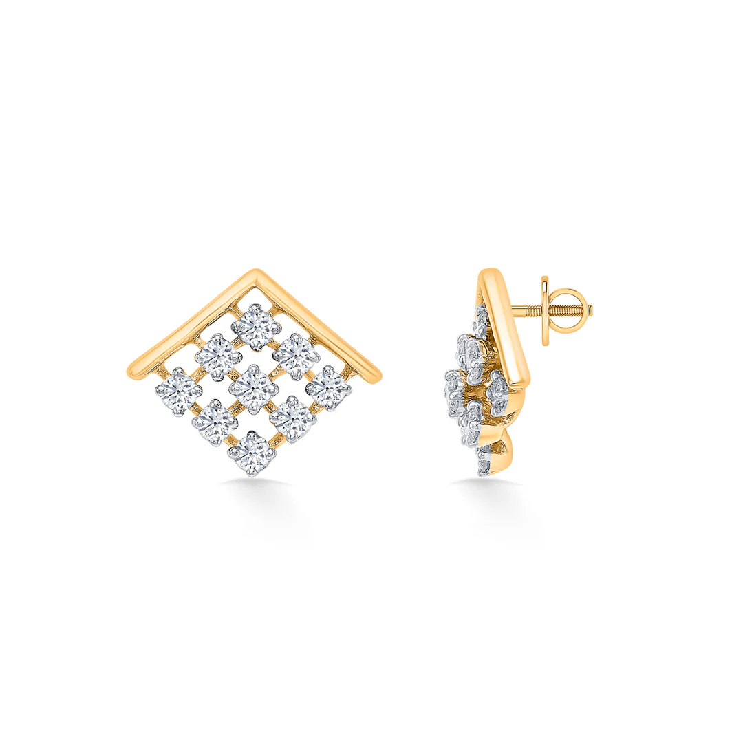 Elixon Charm Gold & Diamond Stud Earring - Image 2