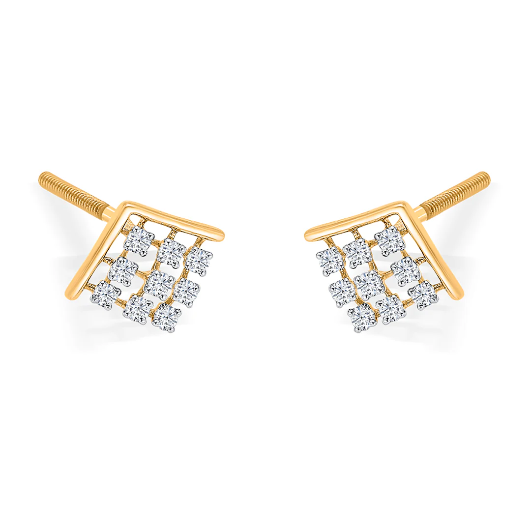 Elixon Charm Gold & Diamond Stud Earring - Image 3