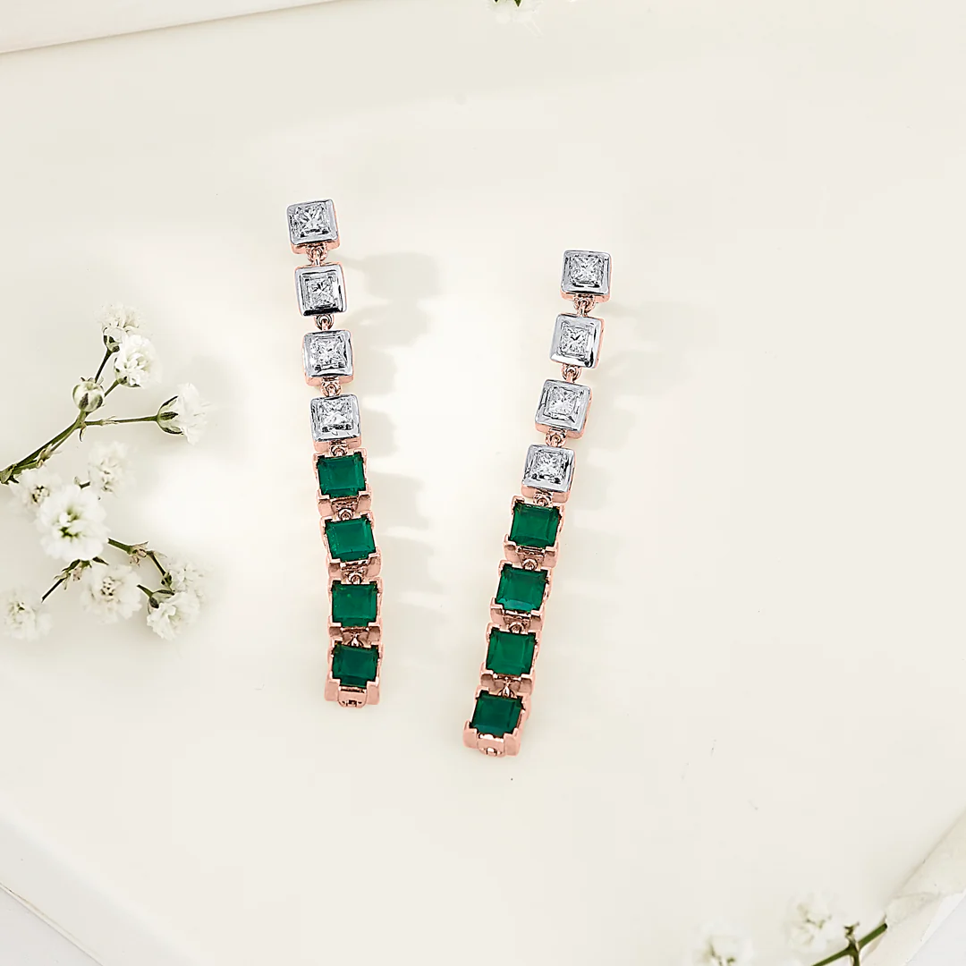 Emerald Falls Gold Stud Diamond Earring for Women