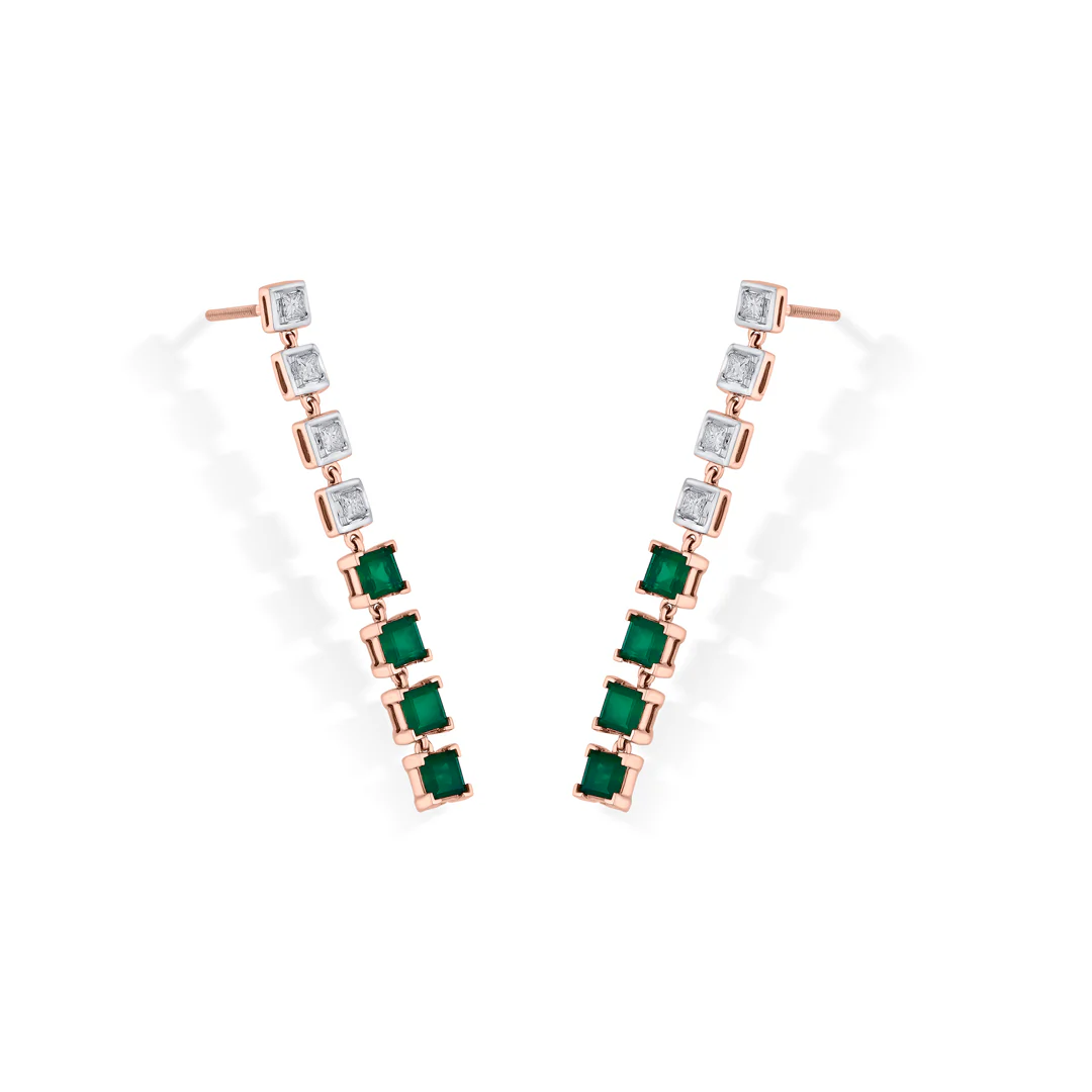 Emerald Falls Gold Stud Diamond Earring for Women - Image 3