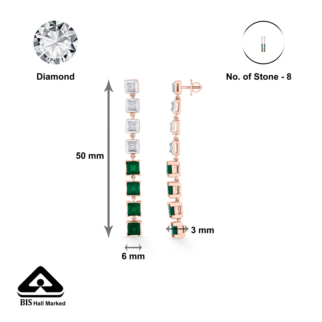 Emerald Falls Gold Stud Diamond Earring for Women - Image 5