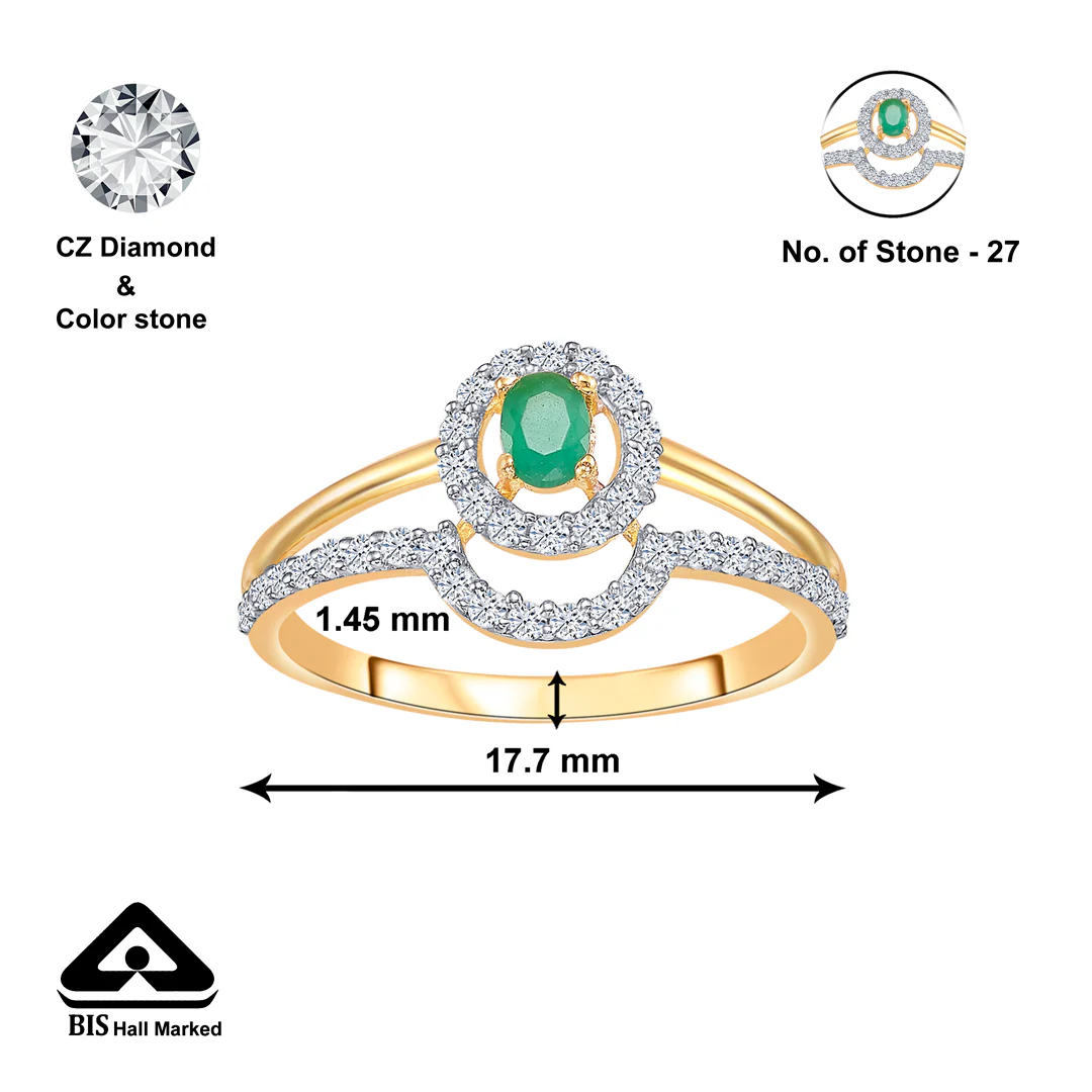 Emerald Gold Fashion Ring For Women - Image 2