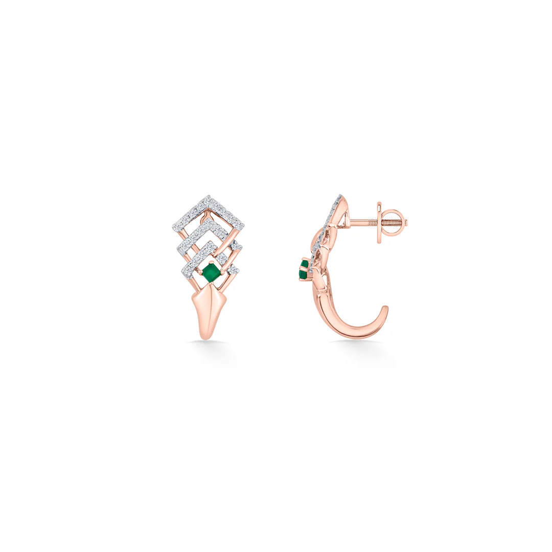 Emerald Maze Gold Stud Diamond Earring for Women - Image 4