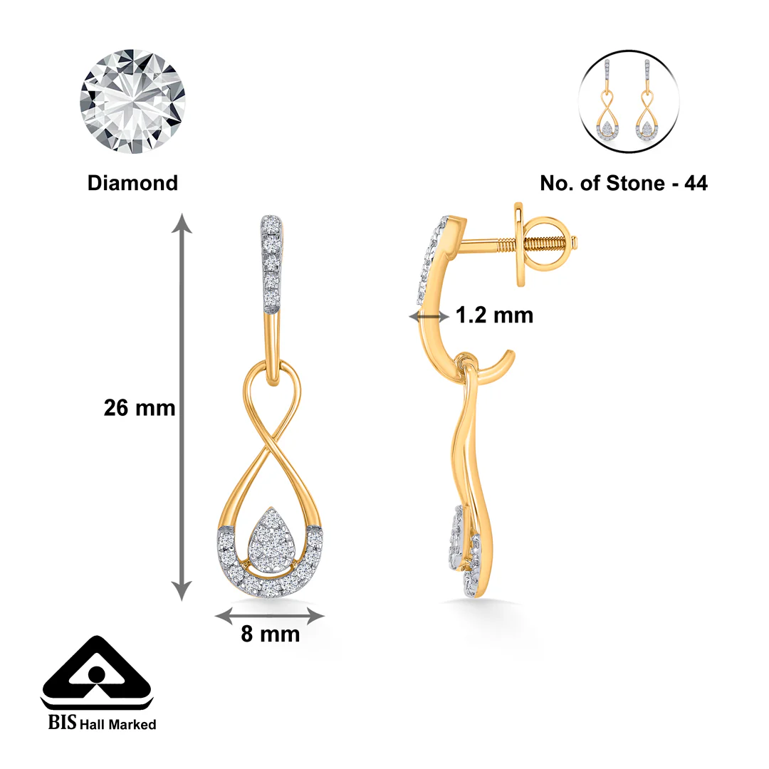 Endless Grace Gold Dangler Earring For Women - Image 5