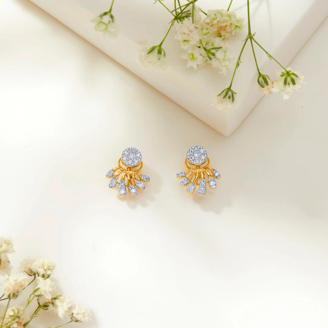 Enigma Gold & Diamond Stud Earring For Women