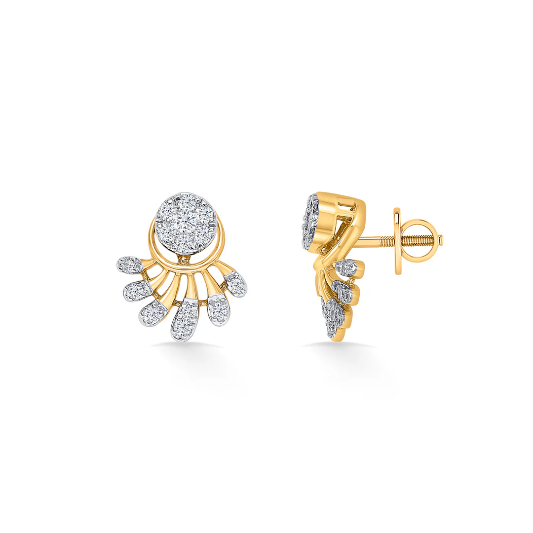 Enigma Gold & Diamond Stud Earring For Women - Image 3