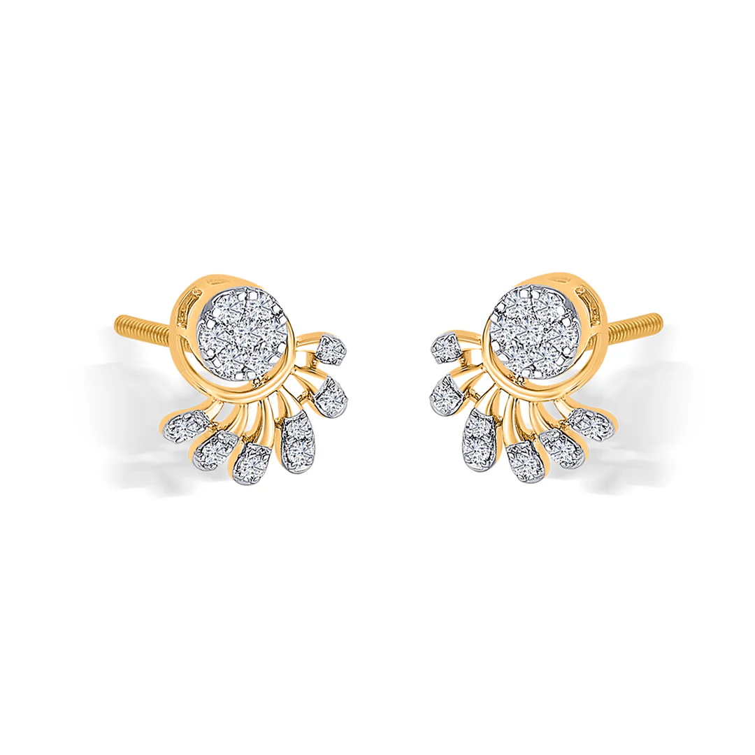 Enigma Gold & Diamond Stud Earring For Women - Image 4