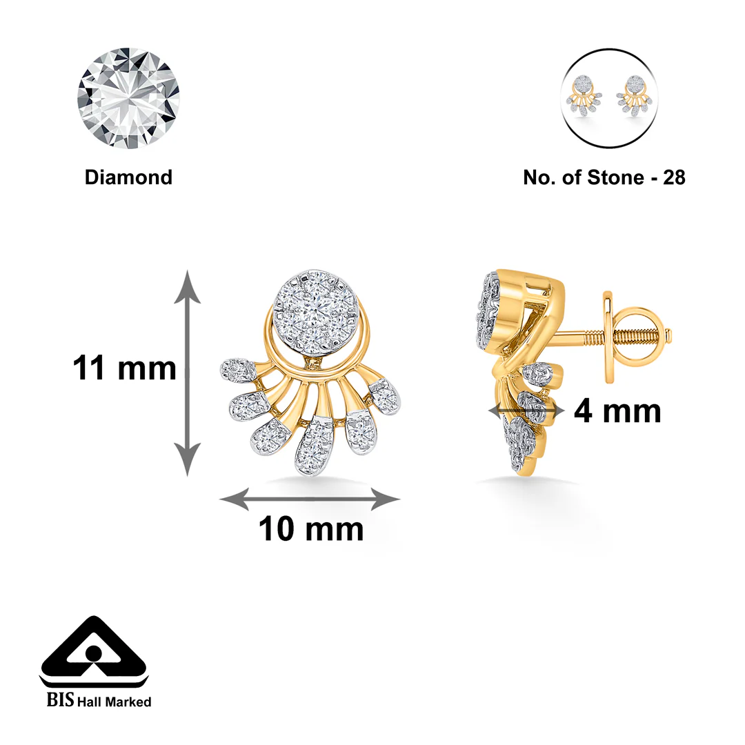 Enigma Gold & Diamond Stud Earring For Women - Image 5