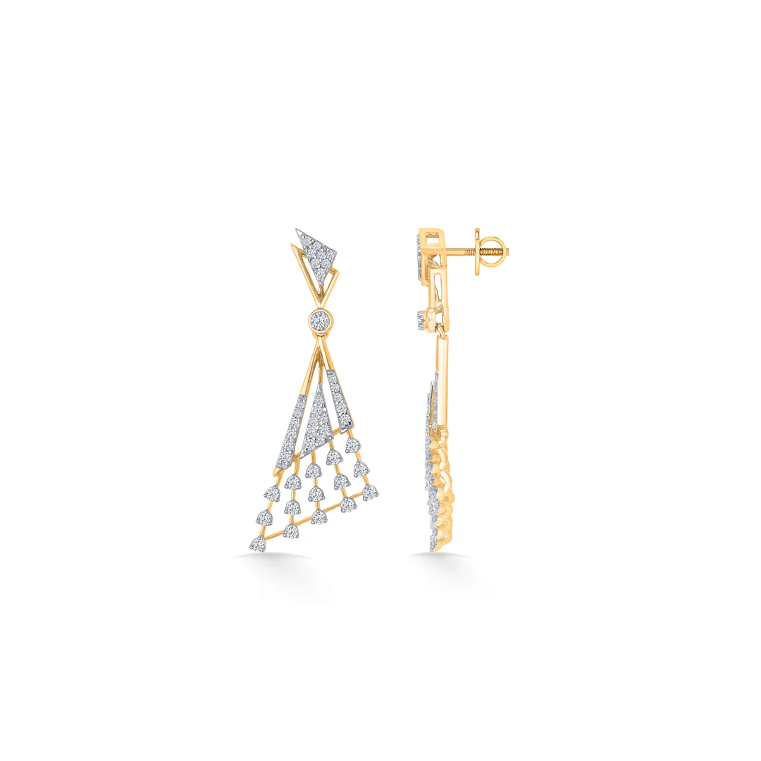 Essence Gold & Diamond Drops & Dangler Earring For Women - Image 3