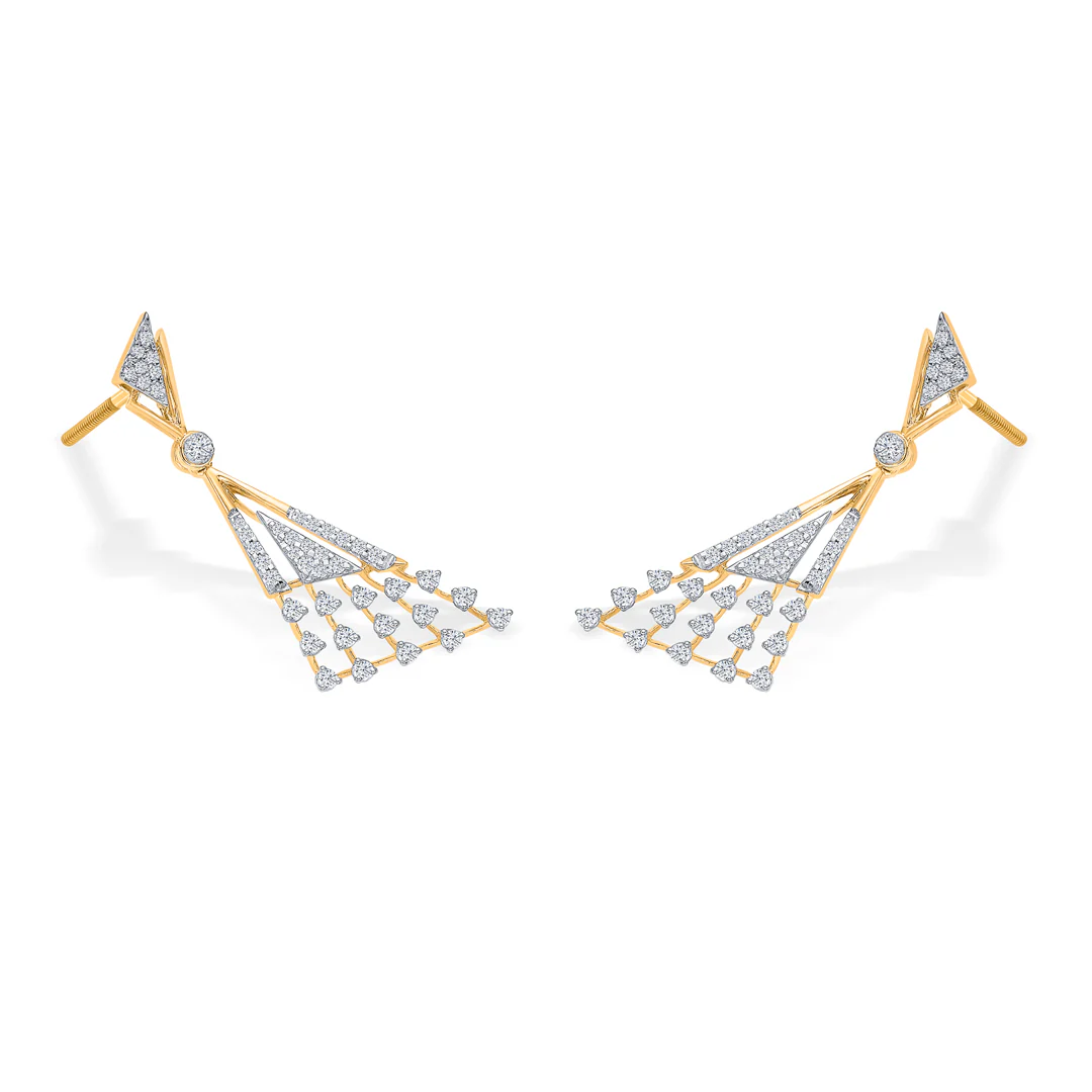 Essence Gold & Diamond Drops & Dangler Earring For Women - Image 4