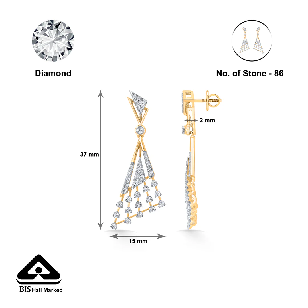 Essence Gold & Diamond Drops & Dangler Earring For Women - Image 5