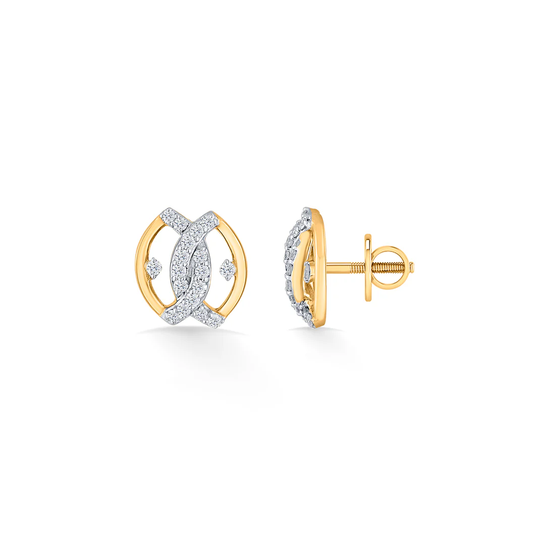Eternal Sight Yellow Gold Stud Diamond Earring For Women - Image 4