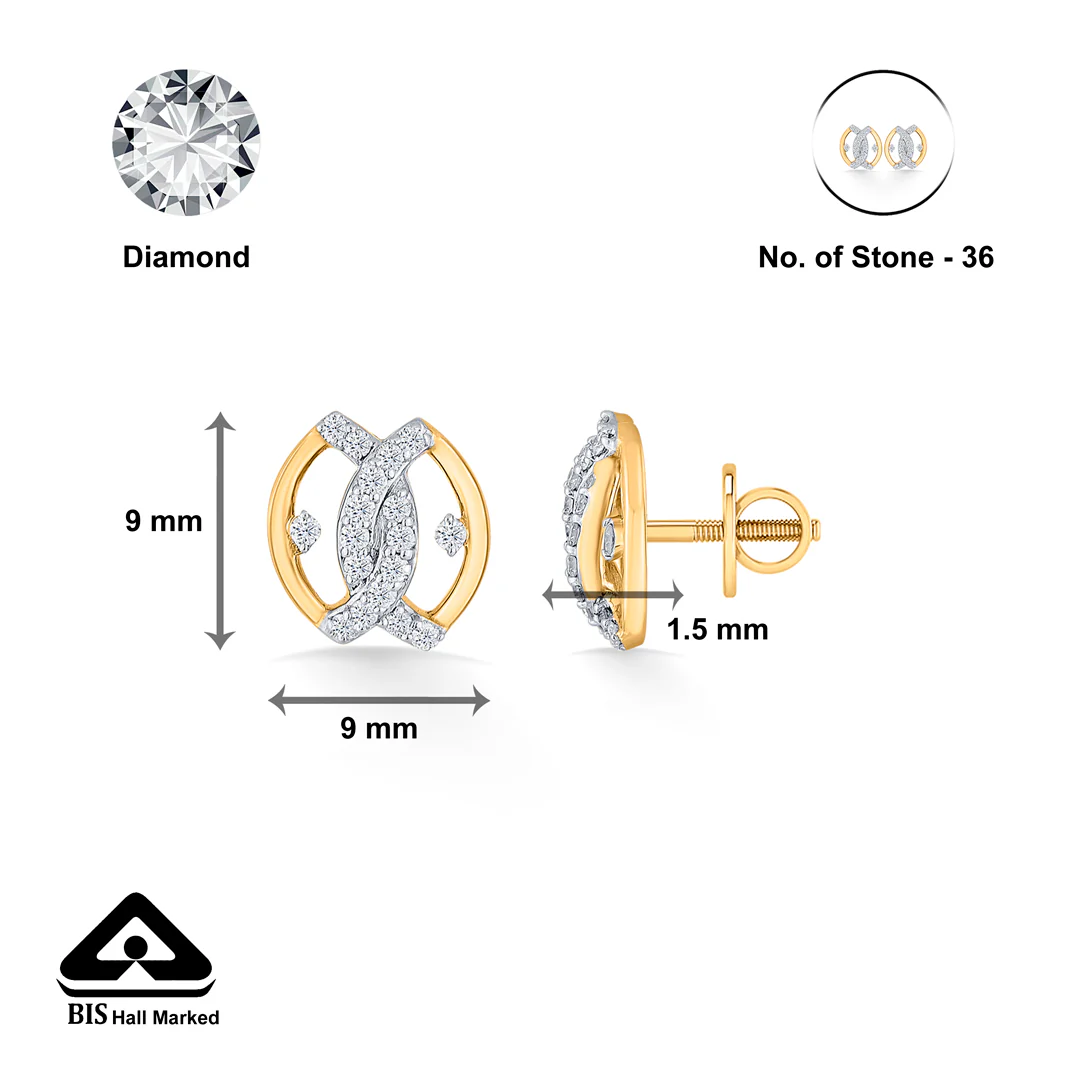 Eternal Sight Yellow Gold Stud Diamond Earring For Women - Image 5