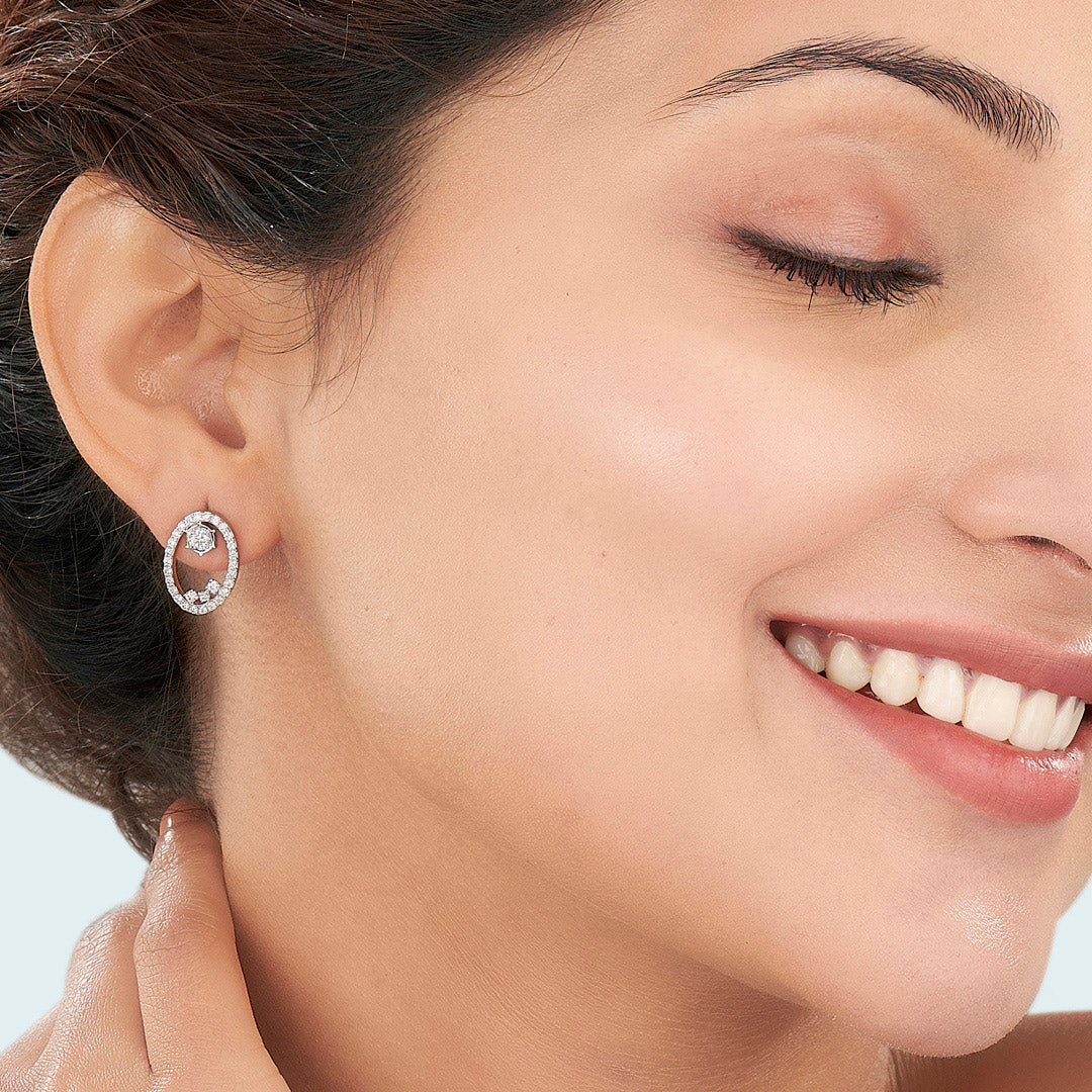 Ethereal Oval Rose Gold Stud Diamond Earring For Women - Image 2