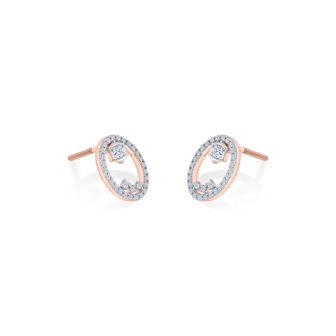 Ethereal Oval Rose Gold Stud Diamond Earring For Women - Image 3