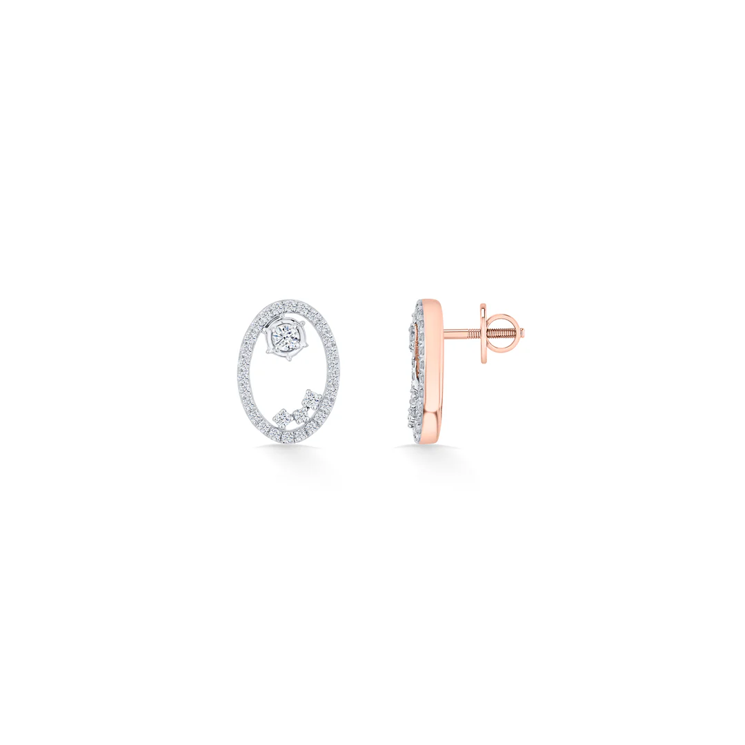 Ethereal Oval Rose Gold Stud Diamond Earring For Women - Image 4
