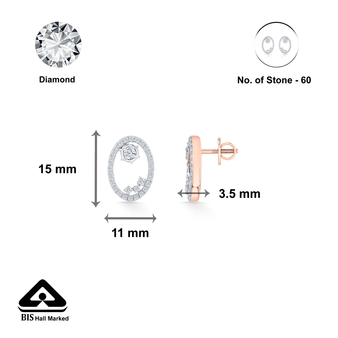 Ethereal Oval Rose Gold Stud Diamond Earring For Women - Image 5