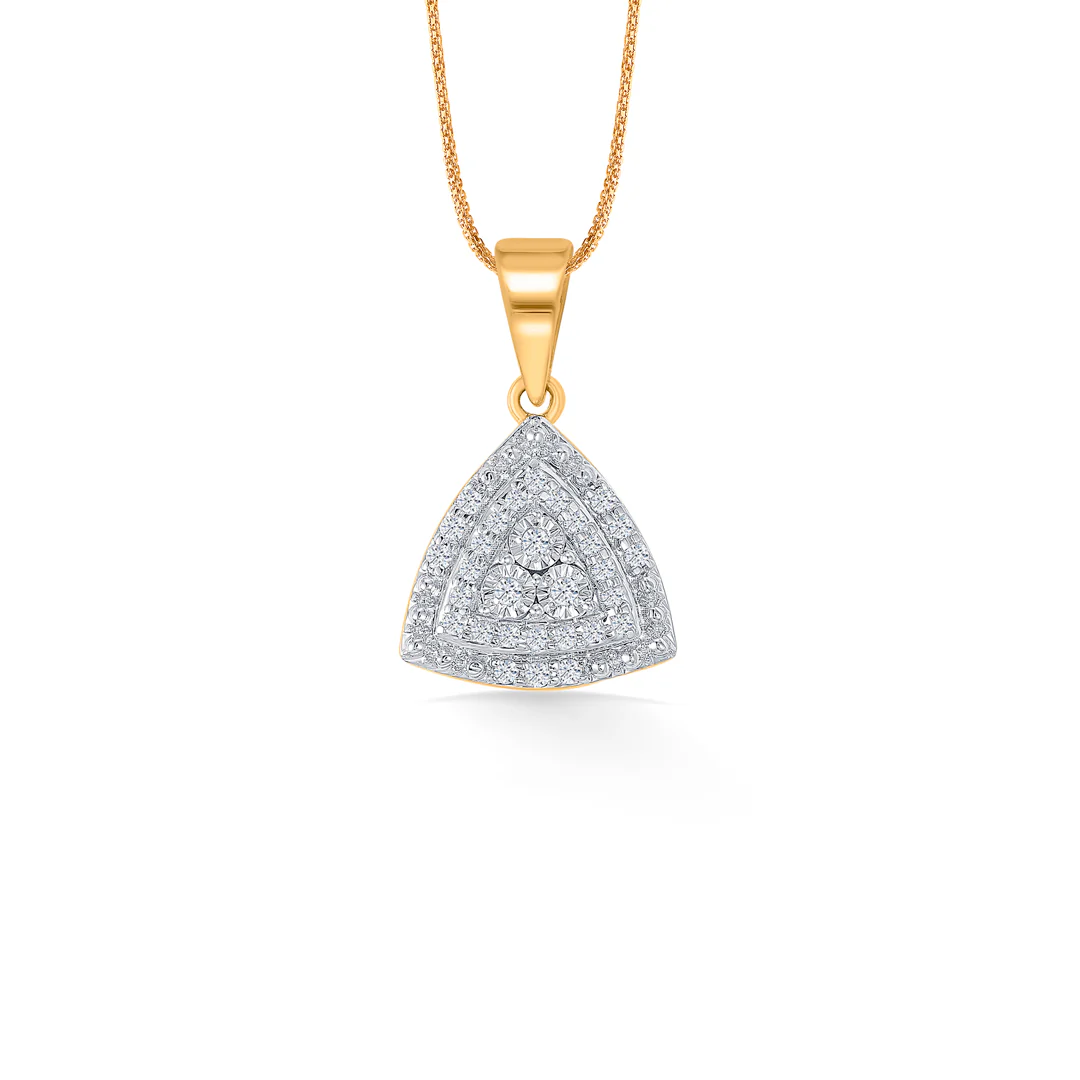 Ethereal Pyramid Gold & Diamond Pendant Set For Women - Image 2