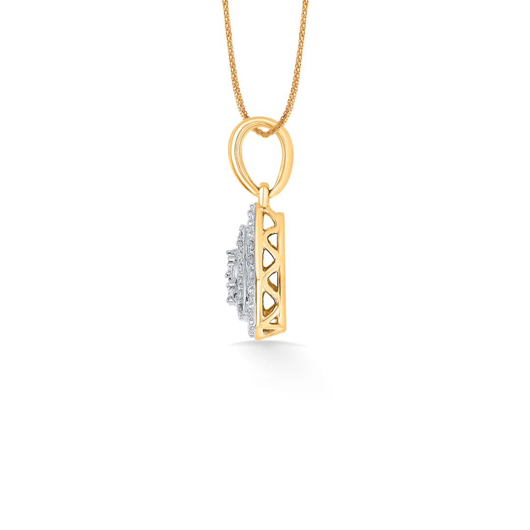 Ethereal Pyramid Gold & Diamond Pendant Set For Women - Image 3