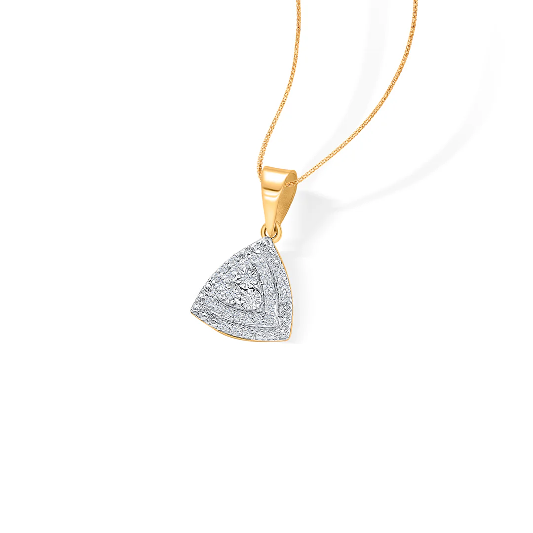 Ethereal Pyramid Gold & Diamond Pendant Set For Women - Image 4