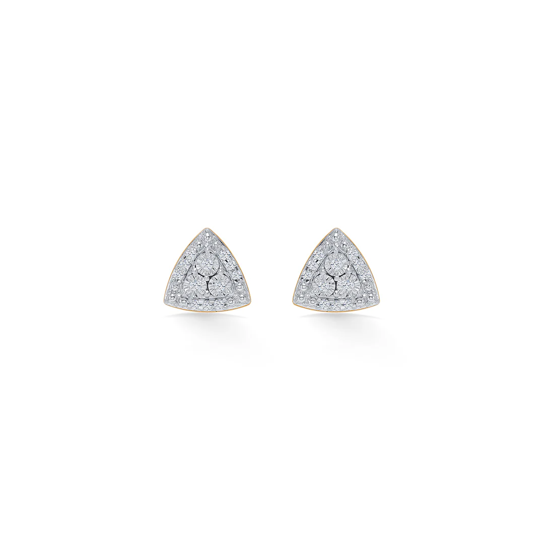 Ethereal Pyramid Gold & Diamond Pendant Set For Women - Image 5