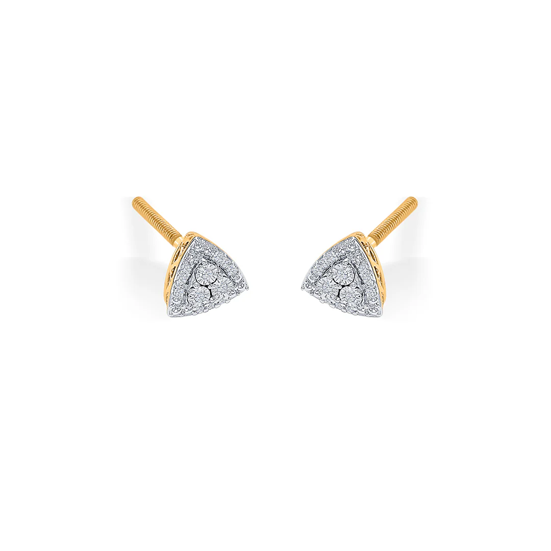 Ethereal Pyramid Gold & Diamond Pendant Set For Women - Image 7