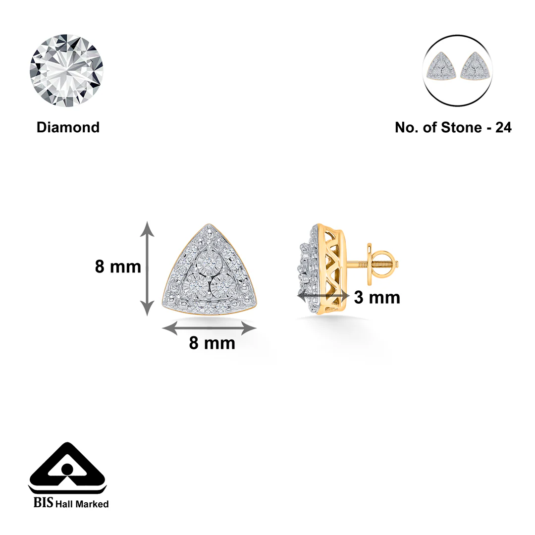 Ethereal Pyramid Gold & Diamond Pendant Set For Women - Image 8
