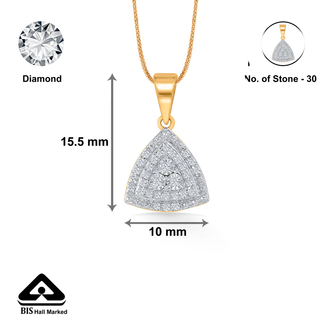 Ethereal Pyramid Gold & Diamond Pendant Set For Women - Image 9