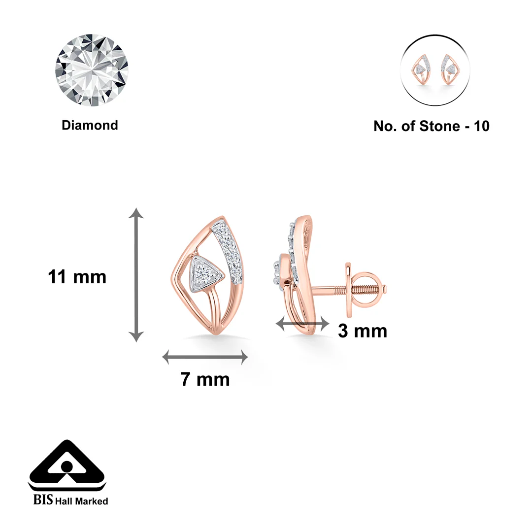 Evara Blink Gold Stud Diamond Earring - Image 4