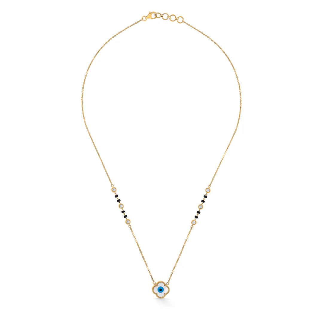 Evil Eye Bliss Gold & Diamond Modern Mangalsutra for Women - Image 3