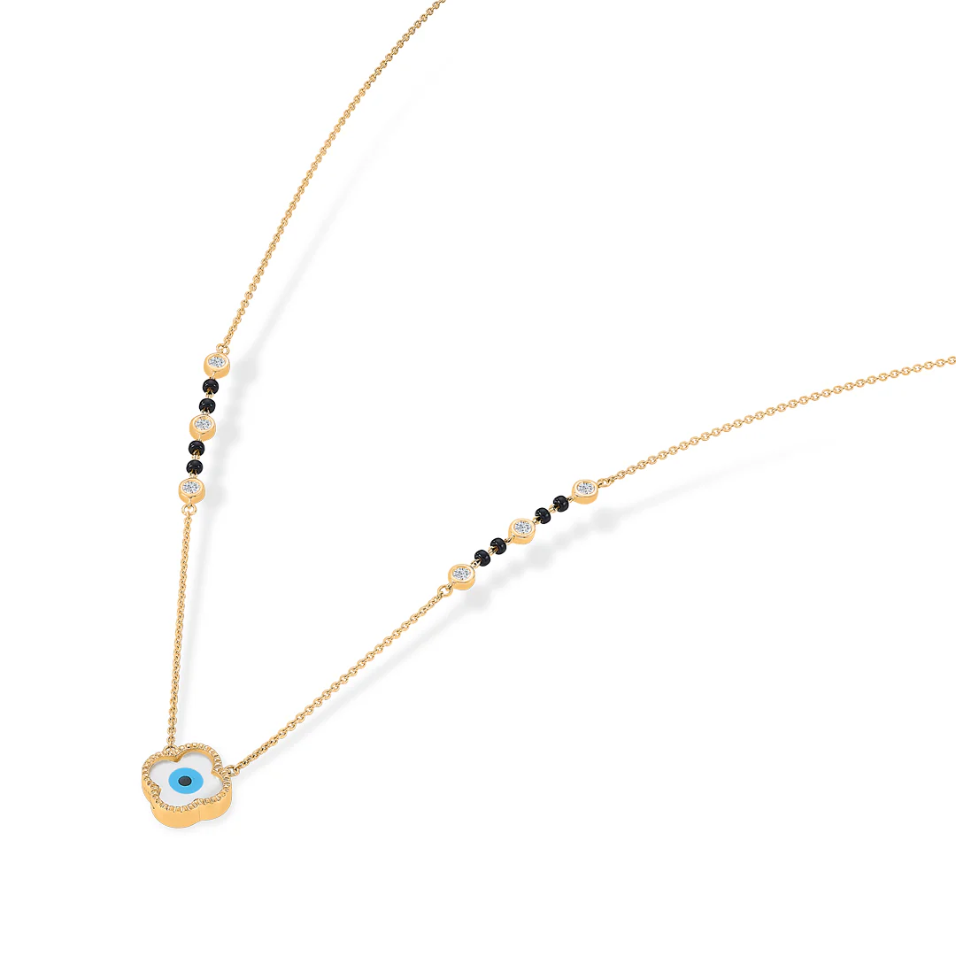 Evil Eye Bliss Gold & Diamond Modern Mangalsutra for Women - Image 4