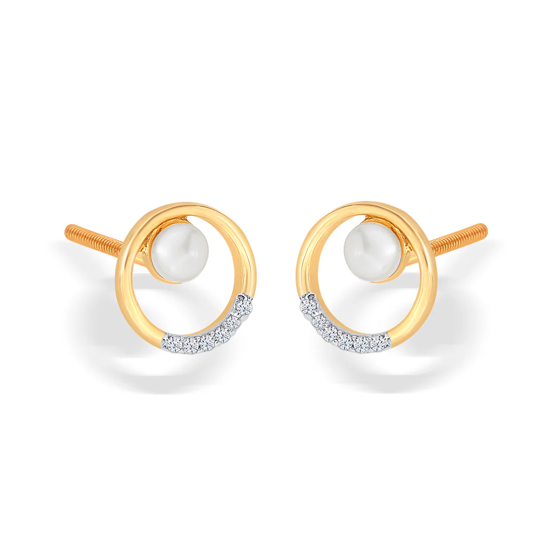 Evolette Yellow Gold & Diamond Stud Earring - Image 3