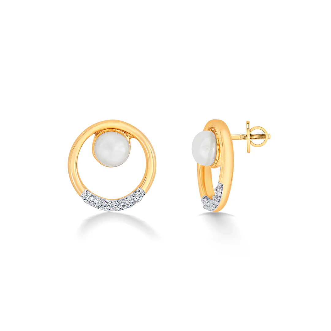 Evolette Yellow Gold & Diamond Stud Earring - Image 4